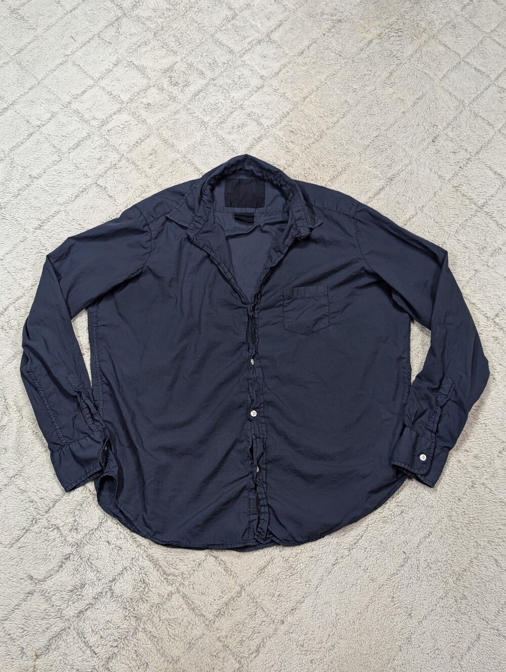 Frank & Eileen Shirt Womens M Blue Navy Eileen Relaxed Button Up Cotton